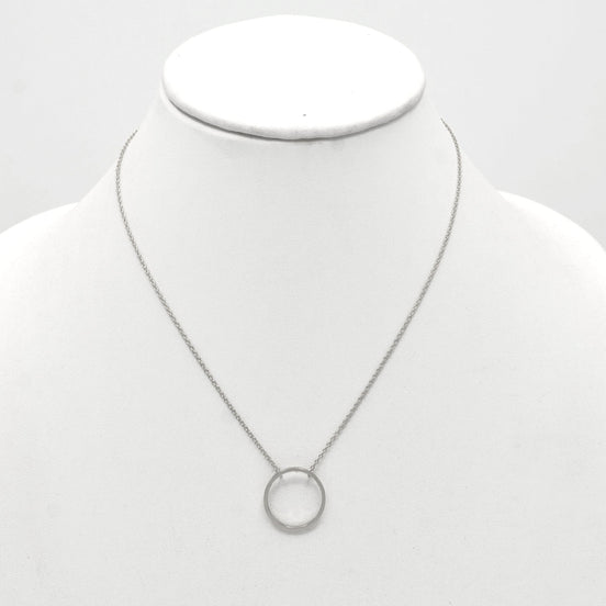 Rhodium circle Charm Pendant Necklace #HNN90866R(SE15)