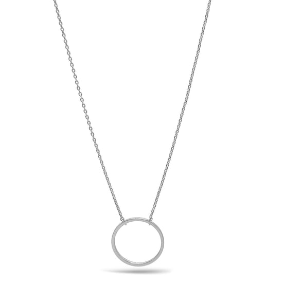 Rhodium circle Charm Pendant Necklace #HNN90866R(SE15)