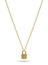 Gold Lock Crystal Charm Pendant Necklace #HNN90867G(NB13)