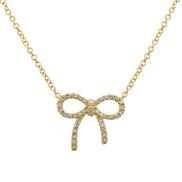 Gold Crystal Bow Pendant Necklace# HNN90868G(SA10)