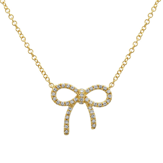 Gold Crystal Bow Pendant Necklace# HNN90868G(SA10)