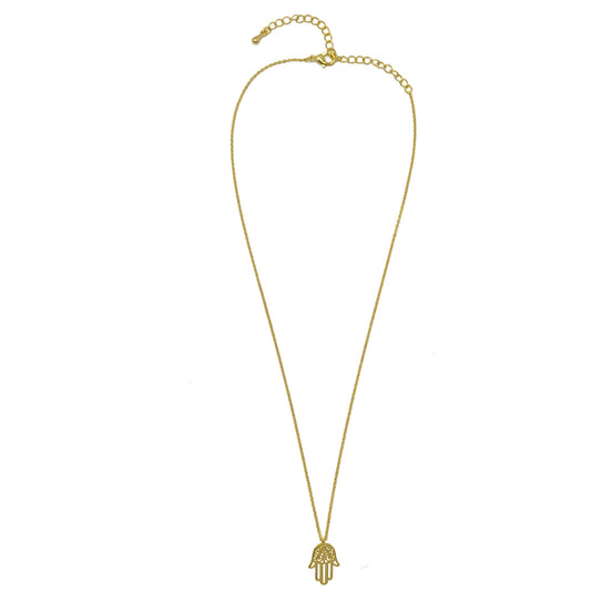 Gold Hamsa Pendant Necklace 16"#HNN90869G(NC12)