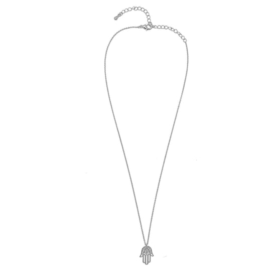 Rhodium Hamsa Pendant Necklace #HNN90869R(NC12/NB13)