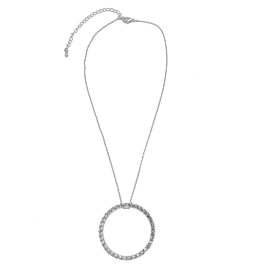 Gold round charm crystal pendant necklace #HNN90870R(HD11)