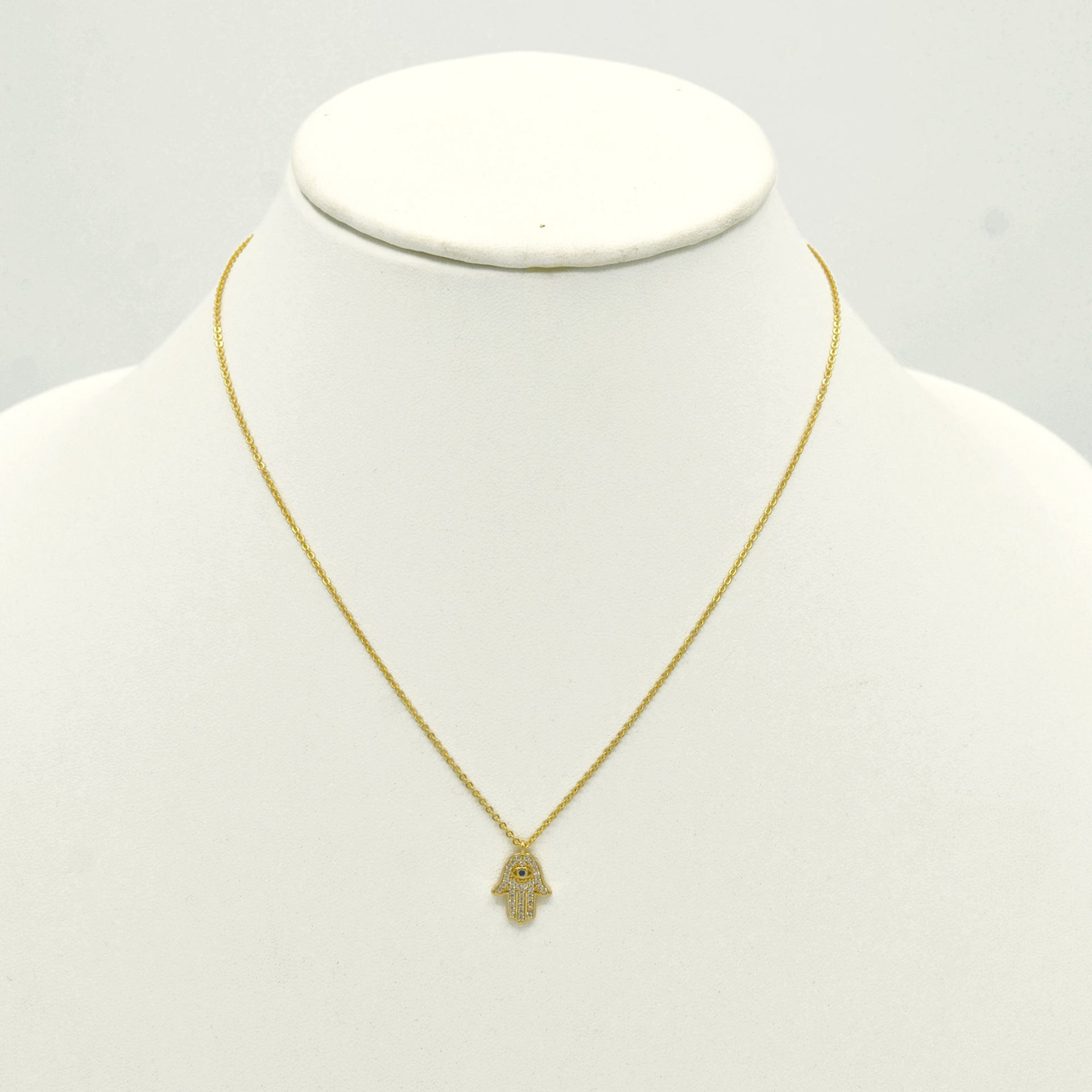 Gold crystal Hamsa pendant Necklace #HNN90873G(LF15)