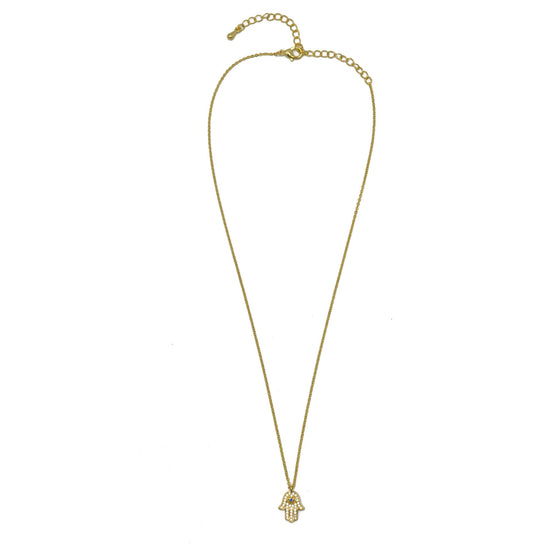 Gold crystal Hamsa pendant Necklace #HNN90873G(LF15)