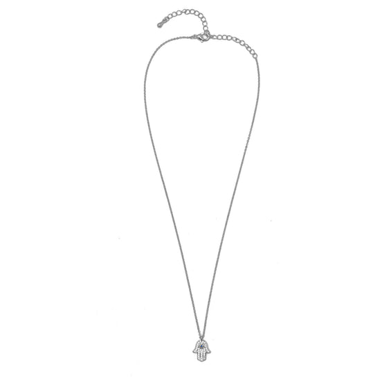 Rhodium crystal Hamsa pendant Necklace #HNN90873R(LF15)