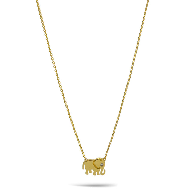 Gold Elephant Charm Pendant Necklace #HNN90874G(LF14)
