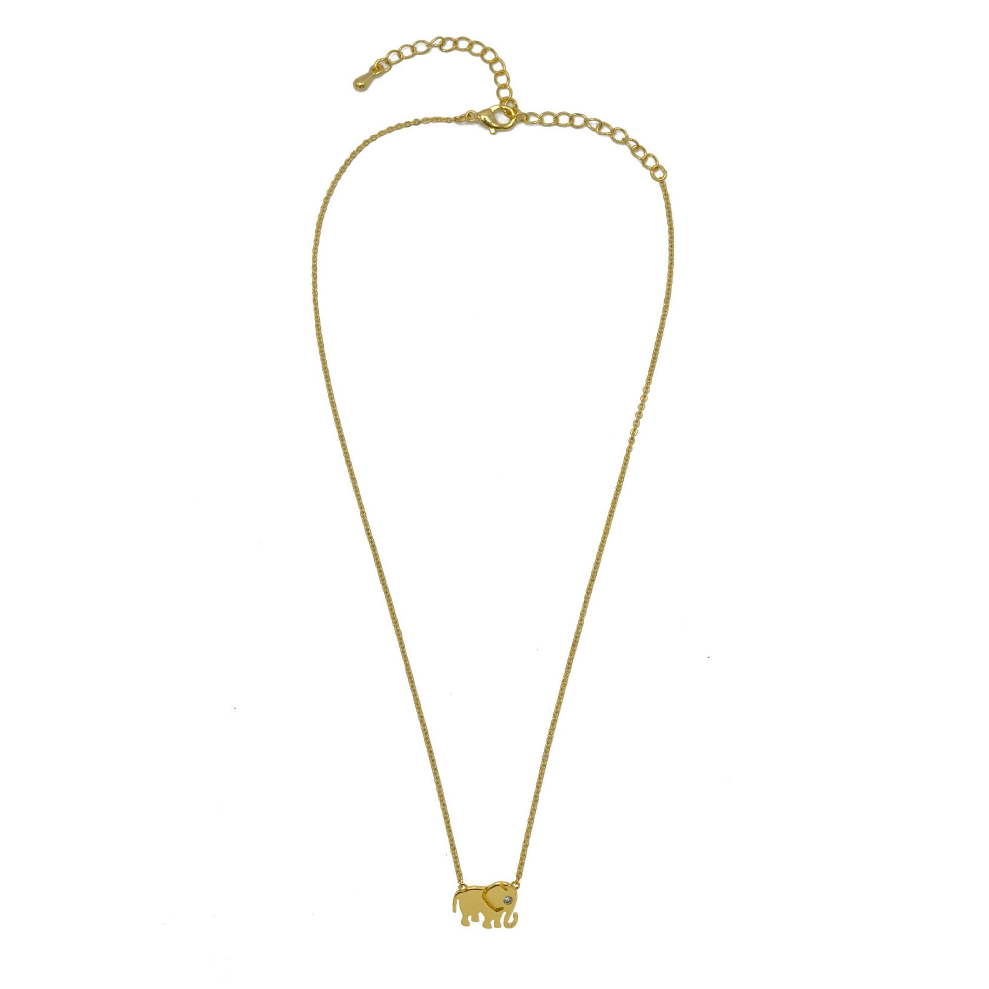Gold Elephant Charm Pendant Necklace #HNN90874G(LF14)
