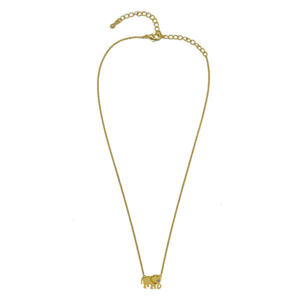 Gold Elephant Charm Pendant Necklace #HNN90874G(LF14)