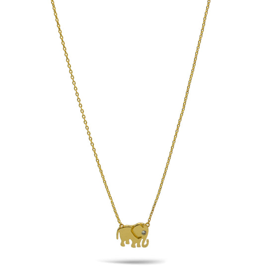 Gold Elephant Charm Pendant Necklace #HNN90874G(LF14)
