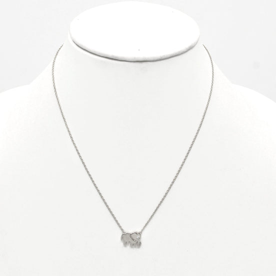 Rhodium Elephant Charm Pendant Necklace #HNN90874R(LF14)