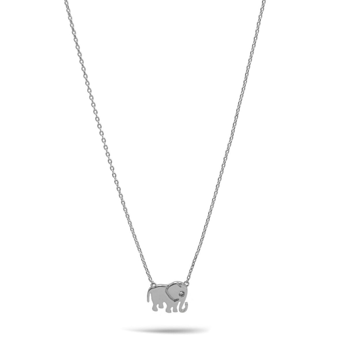 Tazza Women's Silver-Tone Dainty Elephant Pendant Necklace | Lucky Elephant Charm Pendant with Sparkling Accent | Fashion Costume Jewelry #HNN90874R(LF14)