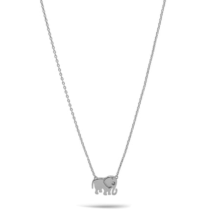 Tazza Women's Silver-Tone Dainty Elephant Pendant Necklace | Lucky Elephant Charm Pendant with Sparkling Accent | Fashion Costume Jewelry #HNN90874R(LF14)
