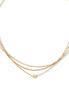 Gold Three-Row Thin Chain Short Necklace –15" Layered Dainty Silver-Tone Jewelry #HNN90877G(NF12)