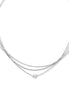 Rhodium Three-Row Thin Chain Short Necklace –15" Layered Dainty Silver-Tone Jewelry #HNN90877R(NF12)