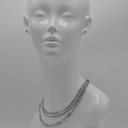 Silver Plated Triple Layer Necklace and Earrings set #HNN+E90878S(JD4)