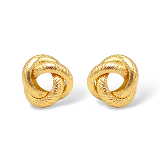 0.5" Mini Gold Knot Earrings – Delicate Twist Studs – Hypoallergenic Gold-Tone Jewelry for Everyday Elegance # GFE6020G