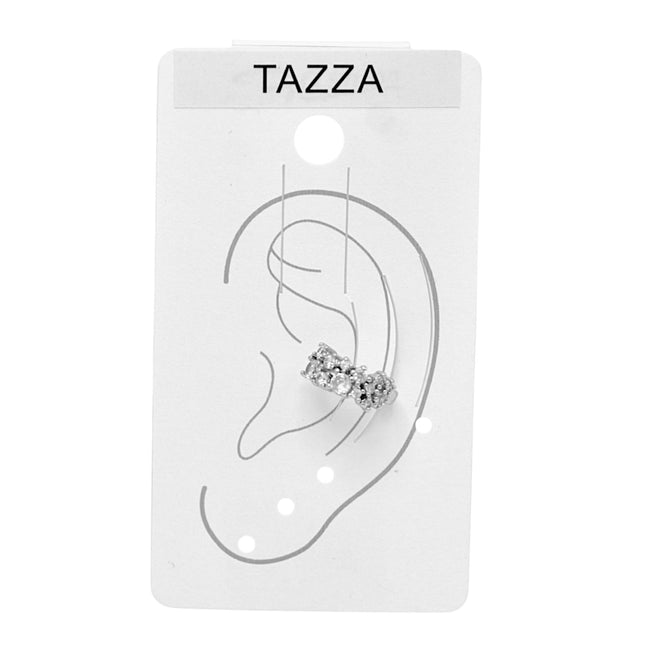 Tazza silver & Rhinestone Cuff Ear Clip – 0.5" one piece(No Piercing Required)#HNE90916RD
