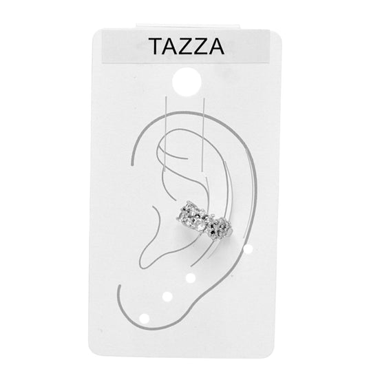 Tazza silver & Rhinestone Cuff Ear Clip – 0.5" one piece(No Piercing Required)#HNE90916RD