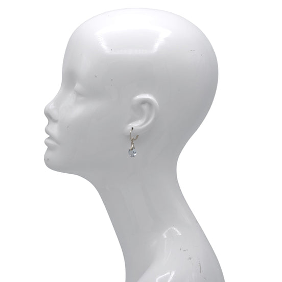 Gold Leverback Drop Earrings with Rhodium Clear Crystal – 1.25"Elegant Sparkling Dangle Jewelry#HNE90908RD(GG14)