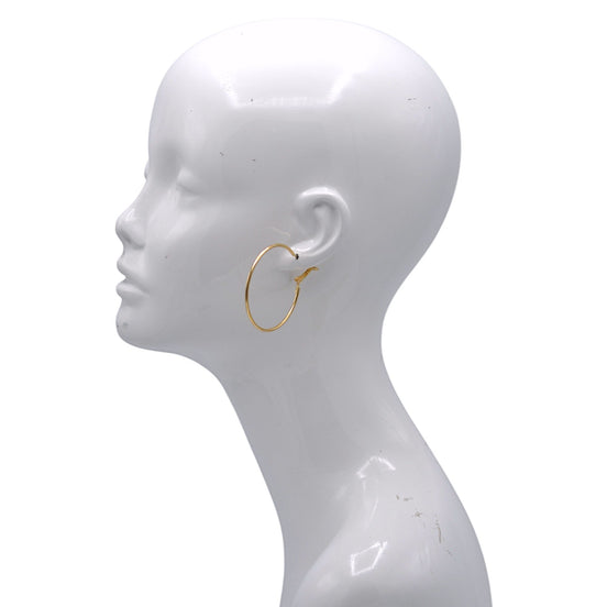 Gold Hoop Earrings – Classic Polished Round Hoops, 2" Lightweight Everyday Jewelry#HNE90910GD(GE17/GD17/HH6,7)