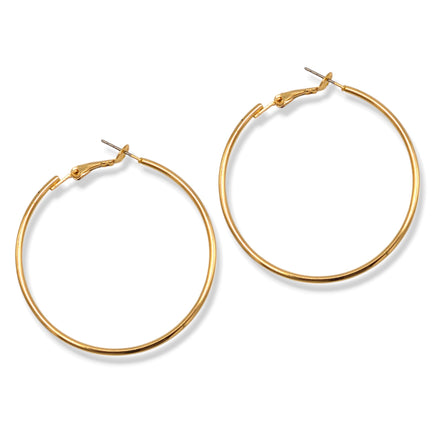 Gold Hoop Earrings – Classic Polished Round Hoops, 2" Lightweight Everyday Jewelry#HNE90910GD(GE17/GD17/HH6,7)