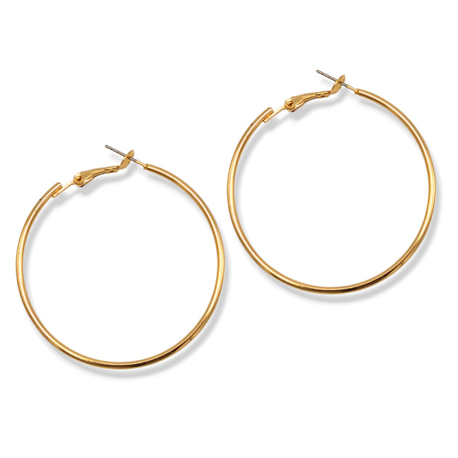 Gold Hoop Earrings – Classic Polished Round Hoops, 2" Lightweight Everyday Jewelry#HNE90910GD(GE17/GD17/HH6,7)