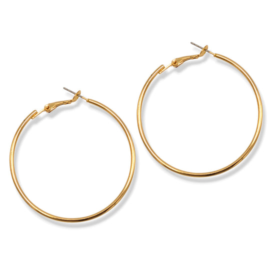 Gold Hoop Earrings – Classic Polished Round Hoops, 2" Lightweight Everyday Jewelry#HNE90910GD(GE17/GD17/HH6,7)