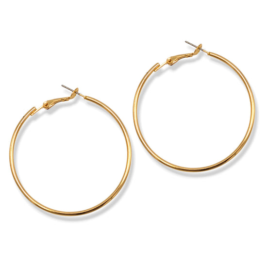 Gold Hoop Earrings – Classic Polished Round Hoops, 2" Lightweight Everyday Jewelry#HNE90910GD(HH6,7)