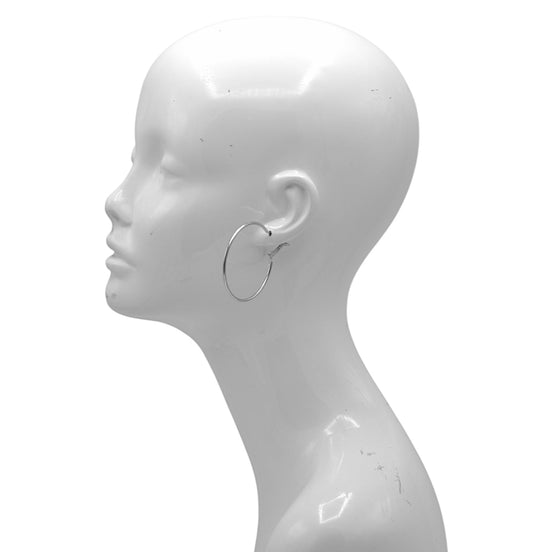 Rhodium Hoop Earrings – Classic Polished Round Hoops, 2" Lightweight Everyday Jewelry#HNE90910RD(HH4,5)