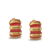 Gold and Red epoxy Shrimp clip-on earrings #HNE90923GRD(GG4)