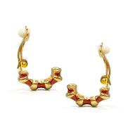 Gold and Red epoxy Shrimp clip-on earrings #HNE90923GRD(GG4)