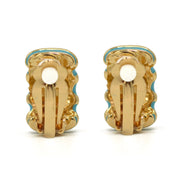 Gold and Turquoise epoxy Shrimp clip-on earrings #HNE90923GTQ(GH4)