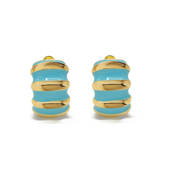 Gold and Turquoise epoxy Shrimp clip-on earrings #HNE90923GTQ(GH4)