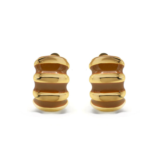 Gold and Brown epoxy Shrimp clip-on earrings #HNE90923GBR(GB5)
