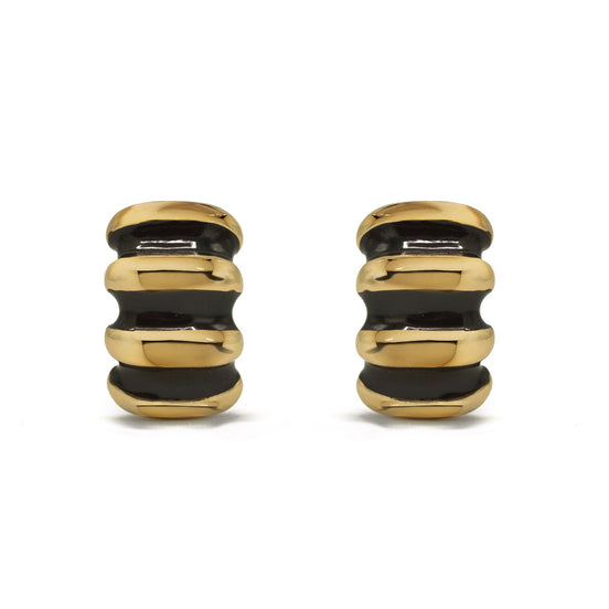 Gold and Black epoxy Shrimp clip-on earrings #HNE90923GBK(GH8)
