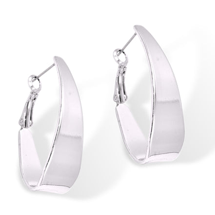 Shiny Rhodium Hoop Earrings#HNE90911RD(GE7/SF17)
