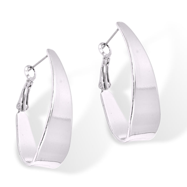 Shiny Rhodium Hoop Earrings#HNE90911RD(GE7/SF17)