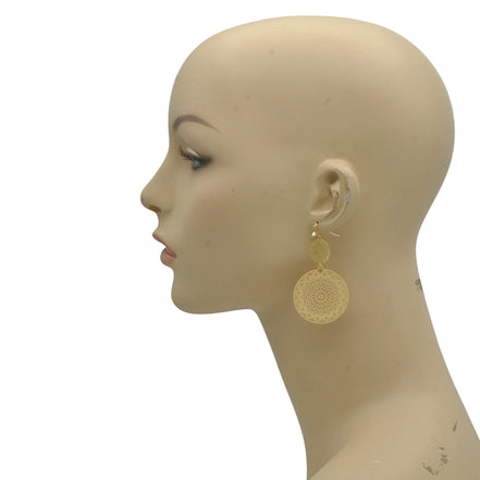 Elegant Gold Filigree Disc Chandelier Earrings #HNE90912GD(SF2)