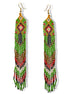 Green, Red,Gold,Black and White Bohemian Seed Bead Long Tassel Earrings #ER-11912(LC2)