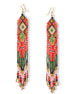 Red, Green,Gold,Black and Pink Bohemian Seed Bead Long Tassel Earrings #ER-11914(LC1)
