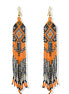 Orange,Black and Grey Bohemian Seed Bead Long Tassel Earrings #ER-11915(MD17)