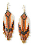 Bohemian Seed Bead Tassel Earring – 4" Brown with Orange, Gold, Black & White Accents #ER-11925(LC1)