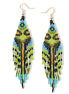 Bohemian Seed Bead Tassel Earring – 4" Green with Blue,Gold & Black Accents #ER-11926(LC1)