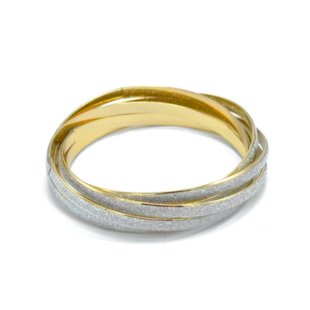 Gold Interlocking Glittering 5 Peaces Bangle Set #SQ1722 (KH3--BE15,Q17)