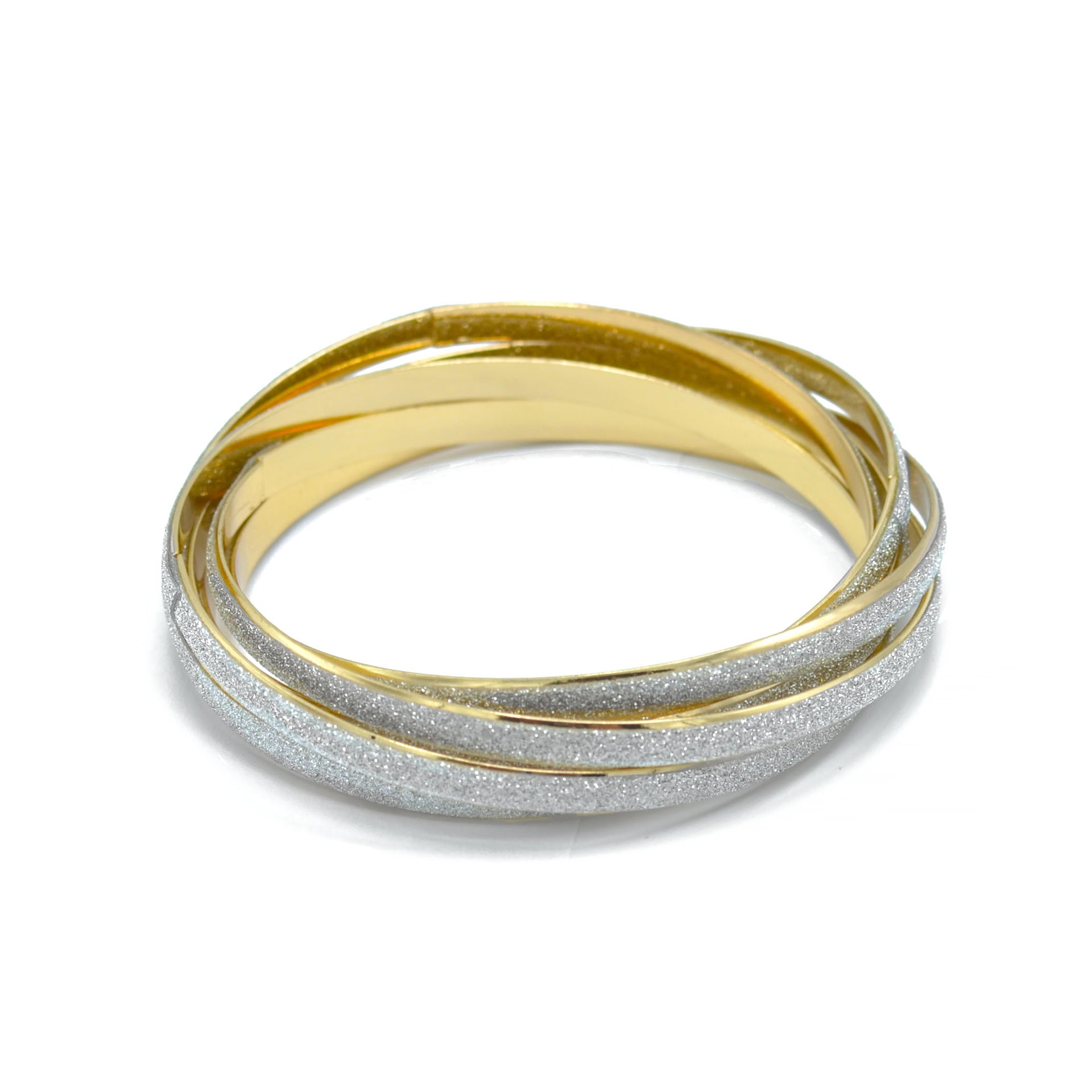 Gold Interlocking Glittering 5 Peaces Bangle Set #SQ1722 (Q17)