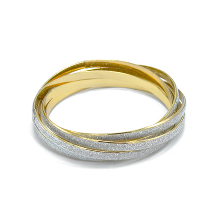 Gold Interlocking Glittering 5 Peaces Bangle Set #SQ1722 (Q17)