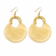 Gold Cream Marbled Resin Drop Earrings – 3.3
