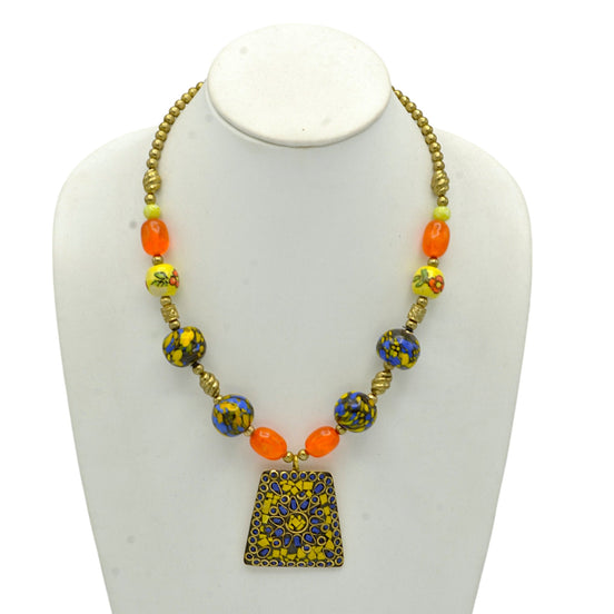 Multi color ceramic bead Pendant Necklace # FWNK-2209-44